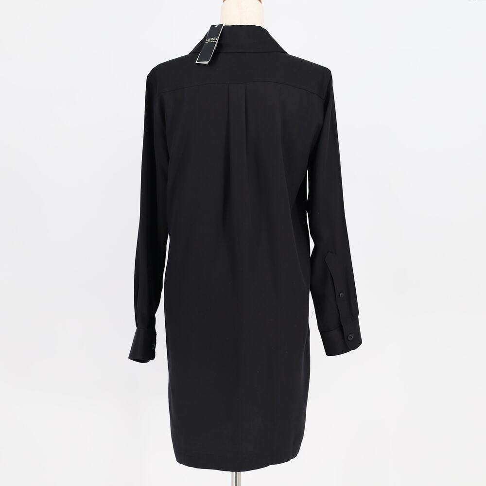 Lauren Ralph Lauren Women Black Lyocell Twill Lace-Up Placket Dress Size 4 - Picture 7 of 10